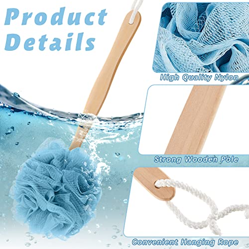 Tessco for you 12 Pcs Large Loofah on a Stick Shower Loofah with Long Handle Back Scrubber for Shower PE Body Bath Sponge Soft Spa Mesh Brush Wash Exfoliating Luffas for Men Women(Dark Color) - color: Multicolor