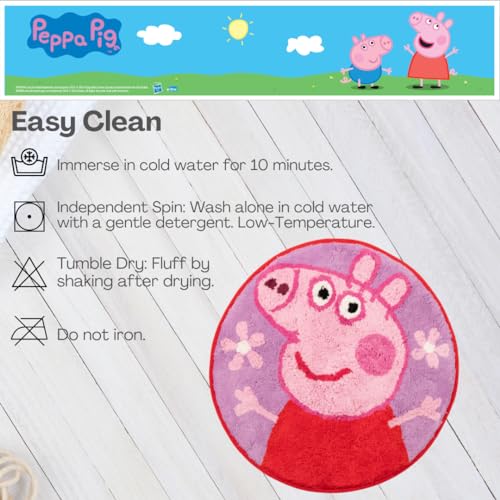 Peppa Pig 100% Cotton Non Slip Plush Bathroom Mat Rug (Officially Licensed Product) By Franco - color: Peppa Pig