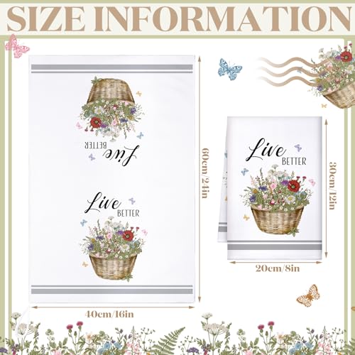 Boyiee Set of 6 Floral Kitchen Towels Wildflower Dish Towels Butterfly Truck Tea Towels 24 x 16 Inches Absorbent Hand Towels Flower Lover Housewarming Gifts for Farmhouse Kitchen Bathroom Decorations - color: Wild Flowers