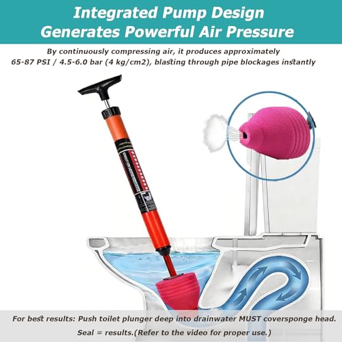 Toilet Plunger Set, High-Pressure Toilet Plunger with Toilet Brush & Rubber Gloves | All-in-One Heavy Duty Powerful Air Plunger Drain Toilet Unclogger for Bathroom Drains - color: Plunger+brush+gloves