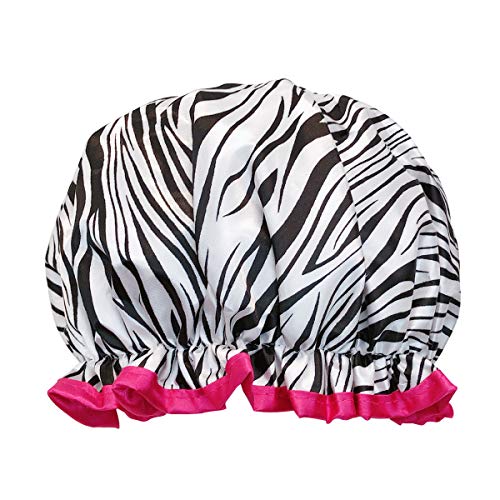 allydrew Reusable Women's Waterproof Shower Caps for Long Hair, Zebra - color: Zebra