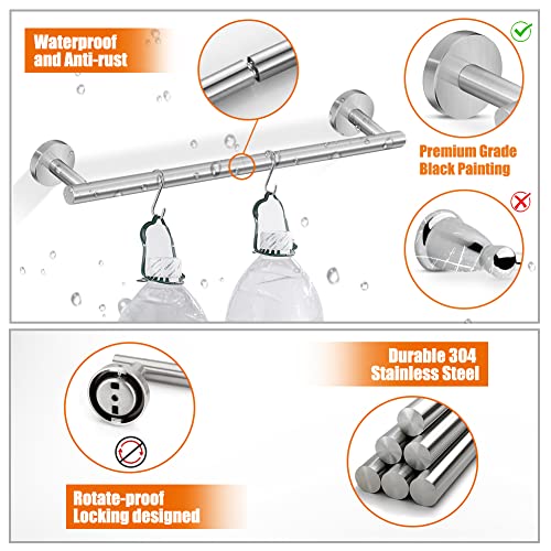 Tudoccy 5-Pieces Bathroom Hardware Set Brushed Nickel SUS304 Stainless Steel Round Wall Mounted - Includes 24" Hand Towel Bar, Toilet Paper Holder, 3 Robe Towel Hooks, Bathroom Accessories Kit - color: Brushed Nickel, size: 24 Inch 5 pcs