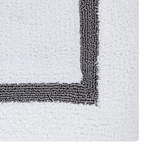 Better Trends 100% Cotton Hotel Collection Bath Set, White & Gray - Tufted, Reversible, Absorbent & Machine Washable 2 Piece Bathroom Rug Set, Toilet Base & Sink Mat - color: White & Gray, size: 2 Piece Set (17" x 24" | 20" x 20")