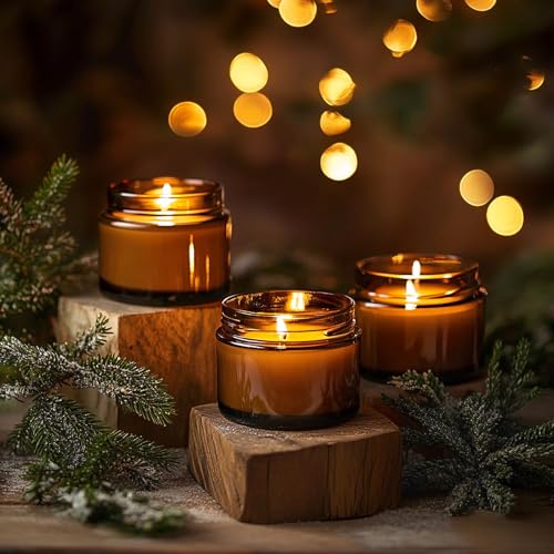 KEYWING 2oz Small Glass Jars with Black Lids, 48 Pack Amber Glass Cosmetic Jars, Round Empty Sample Container with Inner Liners for Lotions, Cream, Powders and Ointments - color: Amber, size: 2oz-48Pack