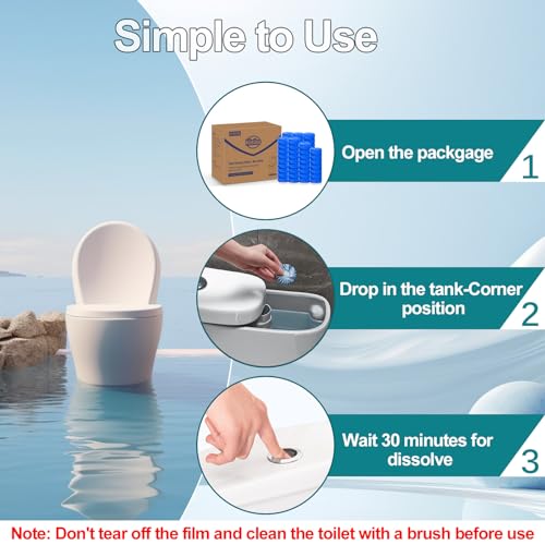 KIISIISO Automatic Toilet Bowl Cleaner Tablets Blue 72 Pack, Drop-In Tank Cleaner for Bathroom, Prevent Stains & Deodorize, Septic Safe, Long-Lasting Cleaning Tabs - Fresh Scent - size: 1 Count (Pack of 72)