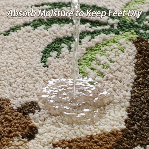 Bathroom Rug Mat, Desert Oasis Sunset Fluffy Rug with Camel & Palm Tree, Ultra Absorbent Microfiber Shaggy Door Mat, Quick Dry Bath Rug Carpet for Toilet Bathtub Bedroom 20x31 Inch - color: Beige