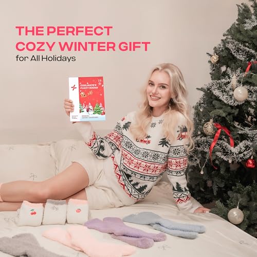 CoolMate Cozy Soft Cloud Socks, Fuzzy Socks for Women - color: E.02 - Santa Pink
