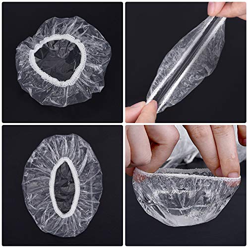 Outus 100 Pack Clear Disposable Ear Covers Plastic Waterproof Ear Protectors for Shower, Hair Dye, Bathing