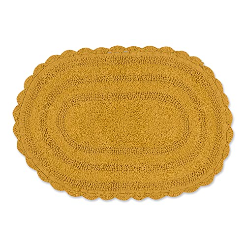 DII Crochet Collection Reversible Bath Mat, Small Oval, 17x24, Honey Gold - color: Honey Gold, size: 1'5" x 2' (Oval)