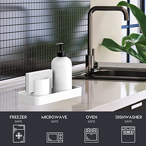 Gurygo 8" - Small Rectangular Vanity Tray for Bathroom - Ceramic Kitchen Soap Tray - Countertop and Vanity Tray - Comestic Holder Bathtub Organizer - Bathroom Tray, (White, Set/1) - color: White, size: 7.9" x 4" x 1.1"