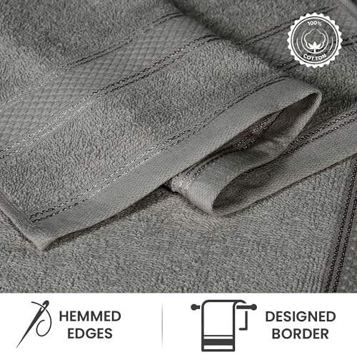 Casa Lino Face Towels & Body Wash Cloths for Showering - 100% Cotton Wash Cloths for Bathroom - Highly Absorbent & Quick Drying Washcloth Set - Cotton Washcloths 24 Pack (12" x 12") - (Silver Grey) - color: Silver