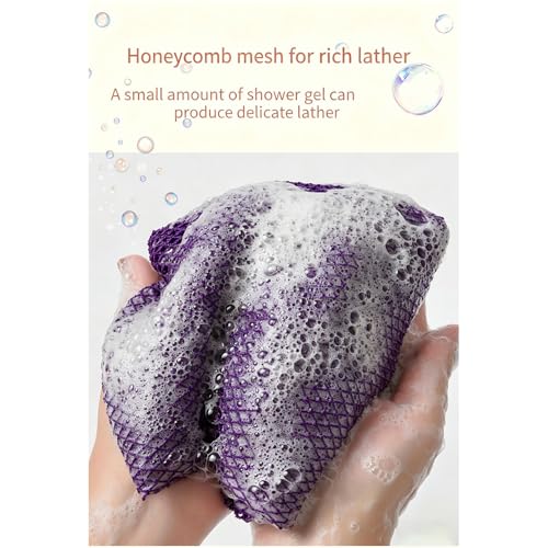 Exfoliating Bath Towel Set for Women Strong Cleaning Back Scrubber - color: Purple