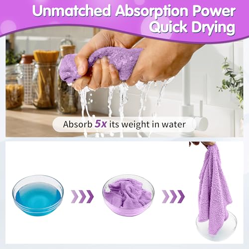 20 Pack Purple Microfiber Cleaning Cloth, Lint-Free Car Wash Towels, All-Purpose Absorbent Cleaning Rags for Housekeeping, Dust Cloth for Office, Mechanic, Automotive - color: Purple