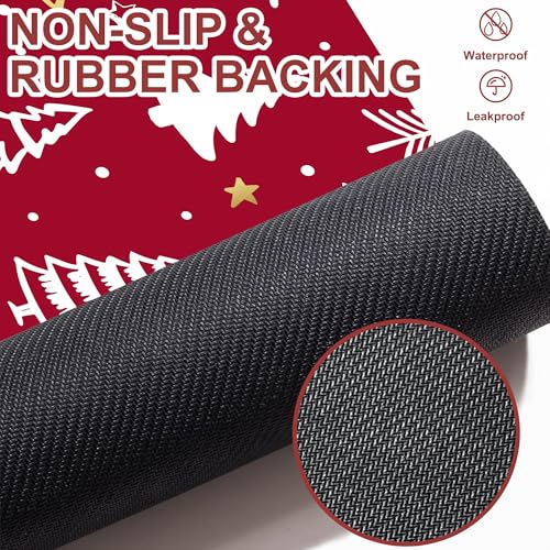Identiy Christmas Bath Mat, Red Christmas Trees Bathroom Rug, Soft Super Absorbent Machine Washable Quick Dry and Non-Slip Bathtub Mat for Tub Shower Bathroom Floor 17"x29.5" - color: Red Christmas Trees