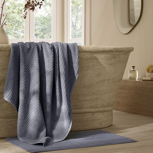 BOLL & BRANCH Turkish Waffle Bath Mat - Mineral - 100% Organic Turkish Cotton - Soft Absorbent Quick Dry Luxury Bathroom Mat with Waffle Weave Texture - Spa Inspired Comfort - color: Mineral, style: Waffle