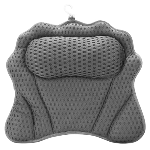 Joyibay Bath Pillow Ergonomic Luxury Bathtub Pillow with Head,Neck, Shoulder and Back Support, 4D Bath Pillows 16.5x17.3in for tub with Powerful Suction Cups, Fits All Bathtub