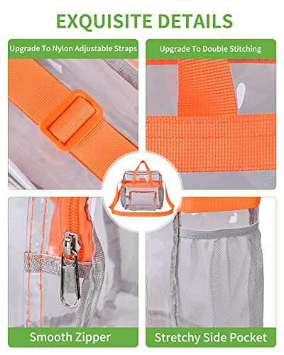 MAY TREE Clear Bag for Stadium Events 12×6×12 Clear Tote Lunch Bag with Reinforced Straps for Work, Sporting Events and Gym, Orange - color: Orange