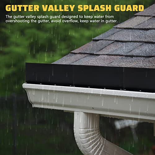 6 Pack Aluminum Gutter Valley Splash Guard,Keep Water from Overshooting The Gutter,for Valley,Corner,or Straight,10 inch Each Piece,Black - color: Black, size: 6 Pack