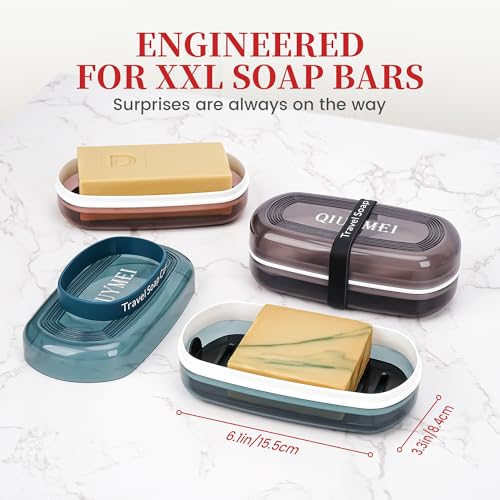 Shampoo Bar Holder and Soap Case | Leakproof Travel Container with Lid & Drain Tray | Includes Silicone Strap and Mesh Soap Bag | for Bathroom, Shower, Camping, Gym Travel (Red, Large) - color: Red Style A-large