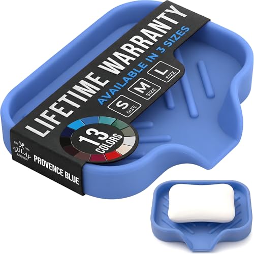 Zulay Kitchen Small Silicone Sponge Holder (4.9x3.3”) – Space-Saving Sink Organizer Tray for Sponge, Soap, Brush & More – Compact Non-Slip Dish for Kitchen & Bathroom (Provence Blue) - color: Provence Blue (Small), size: Small (4.9x3.3)