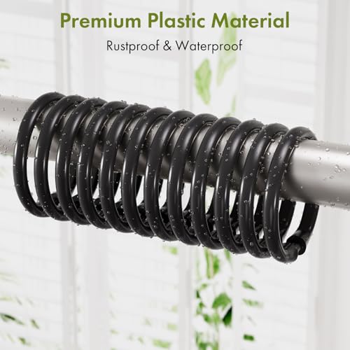 Amazer Shower Curtain Hooks Rings, 24 Pcs Black Shower Curtain Hooks, O Shape Shower Curtain Rings, Easy to Snap Closure Plastic Shower Hooks for Shower Curtain and Liner Bathroom - color: Black, size: 24 Pack