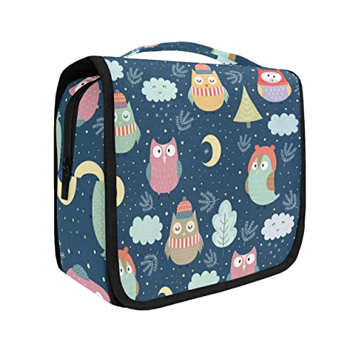 senya Hanging Travel Toiletry Bag Kit Makeup Case Cosmetics Organizer for Men Women - color: Owl Moon Cloud Night