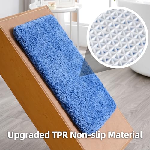 3 Pieces Luxury Bathroom Rug Set with U-Shaped Toilet Rug, Non-Slip Rubber Bottom, Thick Microfiber Fluffy Plush, Water Absorption, Quick Dry, Ultra Soft, Bath Mats for Bathroom, Tub(Sky Blue) - color: Sky Blue
