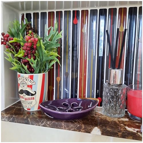 Ceramic Soap Dish with Self Draining Tray for Bar Soap, Bathroom, Kitchen (Purple No.2) - color: Purple No.2