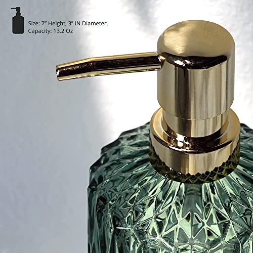 EMPO Clear Glass Soap Dispenser with ABS Plastic Pump, Crystal Lotion Dispensers for Kitchen Sink, Bathroom (2Pack Green) - color: 2pack Green