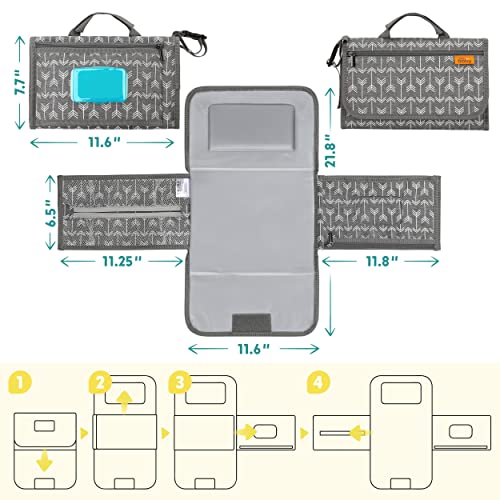Kopi Baby Portable Diaper Changing Pad-Baby Diaper Changer Travel Bag with Wipes Pocket, Smart Design Portable Changing Mat, Infant Travel Station Kit,Gift for Newborn Girl & Boy-Grey Arrows, Modern - color: Grey Arrows, size: Modern