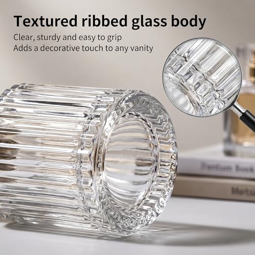 YU FENG 2 Pack 50ml Glass Perfume Spray Bottles, Gold Rim Atomizer | Vertical Striped Texture, Gold Sprayer With Cream Cap, Travel Size Refillable Bottle, Fine Mist Spray For Perfume And Oils - style: Gold-Trim Cream Cap-1
