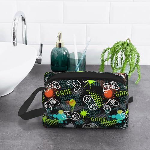 Kids Travel Toiletry Bag for Boys Girls - Waterproof Makeup Pouch Hanging Cosmetic Wash Bags Dopp Kit Shaving Bag for Toiletries Accessories(Game Video) - color: Game Video