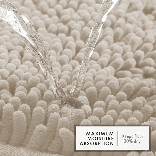 Hearth & Harbor Bathroom Rugs, Chenille Bath Mat - Machine Washable Bath Mats for Bathroom Non-Slip Backing Rubber, Quick Dry Bathroom Mat - color: Beige, style: 26 x 44