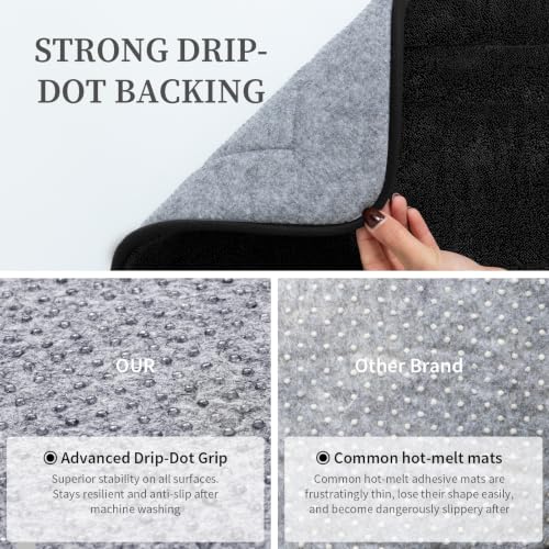 YIHOUSE Bathroom Rugs Sets 3 Piece, Towel-Like Soft Absorbent Thick High Density Memory Foam Bath Mat Set, Non-Slip Machine Washable Bath Rugs for Bathroom, Tub & Shower, Black - color: Black, size: 1'8" x 2'8" (3 pieces)