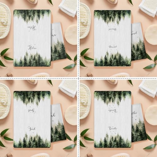Boho Botanical Bathroom Hand Towels Set of 4, Relax Breathe Soak Unwind Decorative Hand Towels for Gym Yoga Spa Bathroom Decor, 16x24 Inches(Style J) - color: J