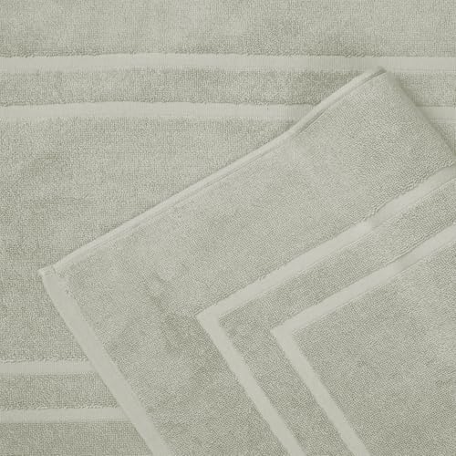 Feather & Stitch 2 Piece Towel Like Bath Mats (30x21 Inch) 100% Cotton Terry Bath Mats, Bathroom Shower Floor Mats [NOT A Bathroom Rug], Soft Absorbent Washable Mats - Silver Birch - color: Silver Birch
