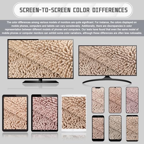 Yimobra Washable Bathroom Rugs, Super Soft & Absorbent Chenille Bath Mat for Floor & Carpet, Quick Dry Non Slip Bath Mat for Tub Shower, 32"x20",Beige - color: Beige, size: 32" X 20"