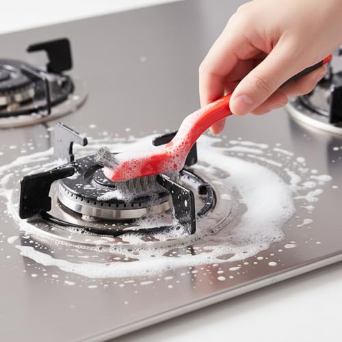24 PCS Wire Brushes for Cleaning, Stainless Steel Wire Scratch Brush Set Heavy Duty Bristles with Curved Handle Grip Small Metal Wires Brushes for Rust Dirt and Paint Cleaning