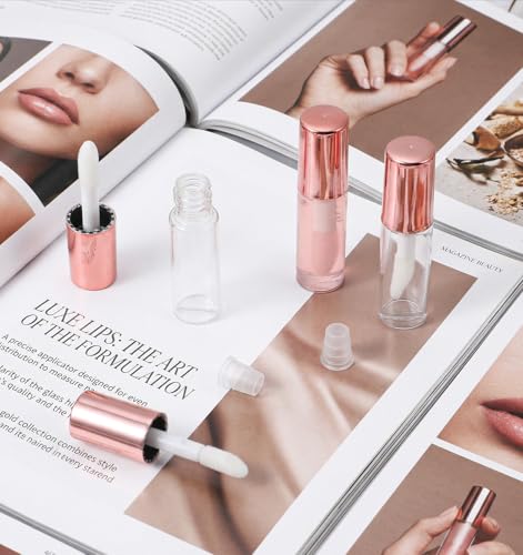 12 Pcs Mini Empty Lip Gloss Containers, Clear 1.2ml Refillable Lip Gloss Tubes with Rubber Insert & Brush, Portable Plastic Lip Balm Bottles for Samples, Travel & DIY Cosmetics