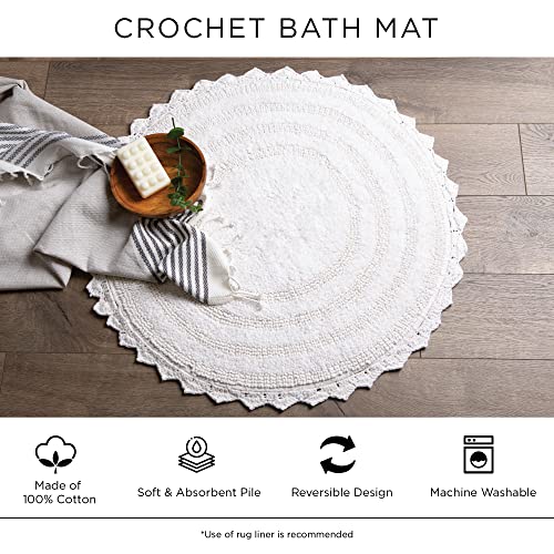 DII Crochet Collection Reversible Bath Mat, Large Oval, 21x34, Black - color: Black, size: 1'9" x 2'10" (Oval)