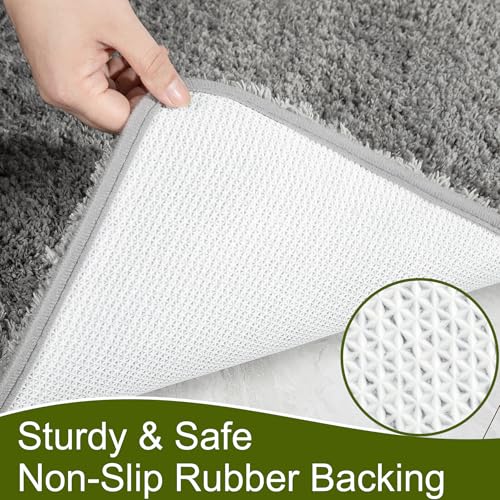 AROGAN Luxury Non Slip Bathroom Rug, Thick Soft and Absorbent Microfiber Bath Mat, Rubber Backing Quick Dry Rugs Carpets, Machine Washable Plush Mats for Shower Floor, Bathroom, 24x17 Inch Grey - color: Grey, size: 1'5" X 2' (24" X 17")