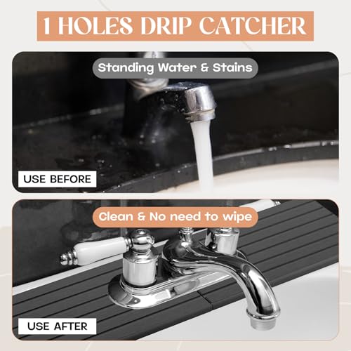 Teenyyou an Oval Hole Gray Faucet Mat for Kitchen Sink Bathroom 17.32" x 4.6" Kitchen Faucet Absorbent Mat Diatomite Splash Guard Quick Drying Stone Drip Catcher Hole 6.22 " x 2.28" - color: Gray, style: an Oval Hole