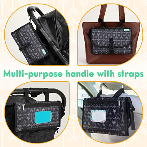 Kopi Baby Portable Diaper Changing Pad-Baby Diaper Changer Travel Bag with Wipes Pocket, Smart Design Portable Changing Mat, Infant Travel Station Kit, Gift for Newborn Girl & Boy-Black Arrows,Premium - color: Black Arrows, size: Premium