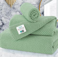 VOOVA & MOVAS Green Towels for Bathroom, 100% Cotton | Quick Dry | Soft | Thick, 3 Piece Towel Set, 1 Large Bath 30" x 56", 1 Hand 18" x 28", 1 Wash Cloth 13" x 13", Bathroom Essentials, Mint Green - color: Mint Green, size: 3 PC Bathroom Towel Set