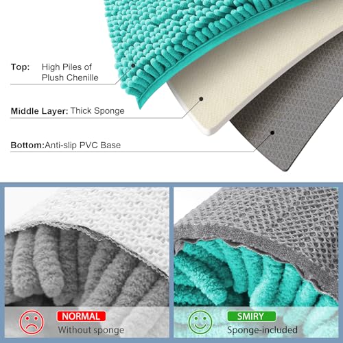 Smiry Luxury Chenille Toilet Rugs U-Shaped 20x20, Soft Absorbent Non-Slip Contour Bathroom Rugs for Toilet, Machine Washable Contoured Bath Mats, Turquoise - color: Turquoise, size: 20" X 20" Contour Rug