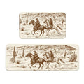 American Wild West Desert Cowboys Kitchen Rugs Microfiber Floor Mats Western Farmhouse Country Cushioned Carpet Runner Rug for Laundry Bathroom Living Room, 2 Piece Set 17"X 47" + 17"X 30" - color: American Wild West Desert Cowboys