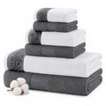 Modern Threads 600 GSM 6-Piece Towel Set with Filgree Jacquard Border Charcoal - color: Grey, style: Jacquard Border