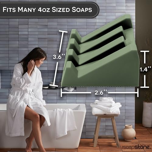 Silicone Soap Dish (USA Patented) Self Draining Bar Soap Holder for Shower Bathroom Sink, Drying Soap Dish Tray Kitchen Sponge Holder Easy Cleaning Soap Saver Mat (Eco Green, 1) - color: Eco Green, 1