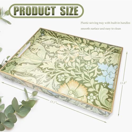 Spsyrine Serving Tray with Handles, Plastic Decorative Tray for Coffee Table, Living Room, Home Decor, 3040C - color: Multi C
