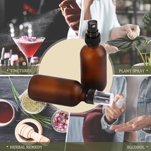 NOOEEISS Green Glass Small Spray Bottles 2 oz 48 Packs,Fine Mist Sprayer Pretty Finish,Refillable Containers mini spray bottles for Cleaning Solutions and Skin Care (Amber Frosted 48Pack) - color: Amber Frosted, size: 48Pack
